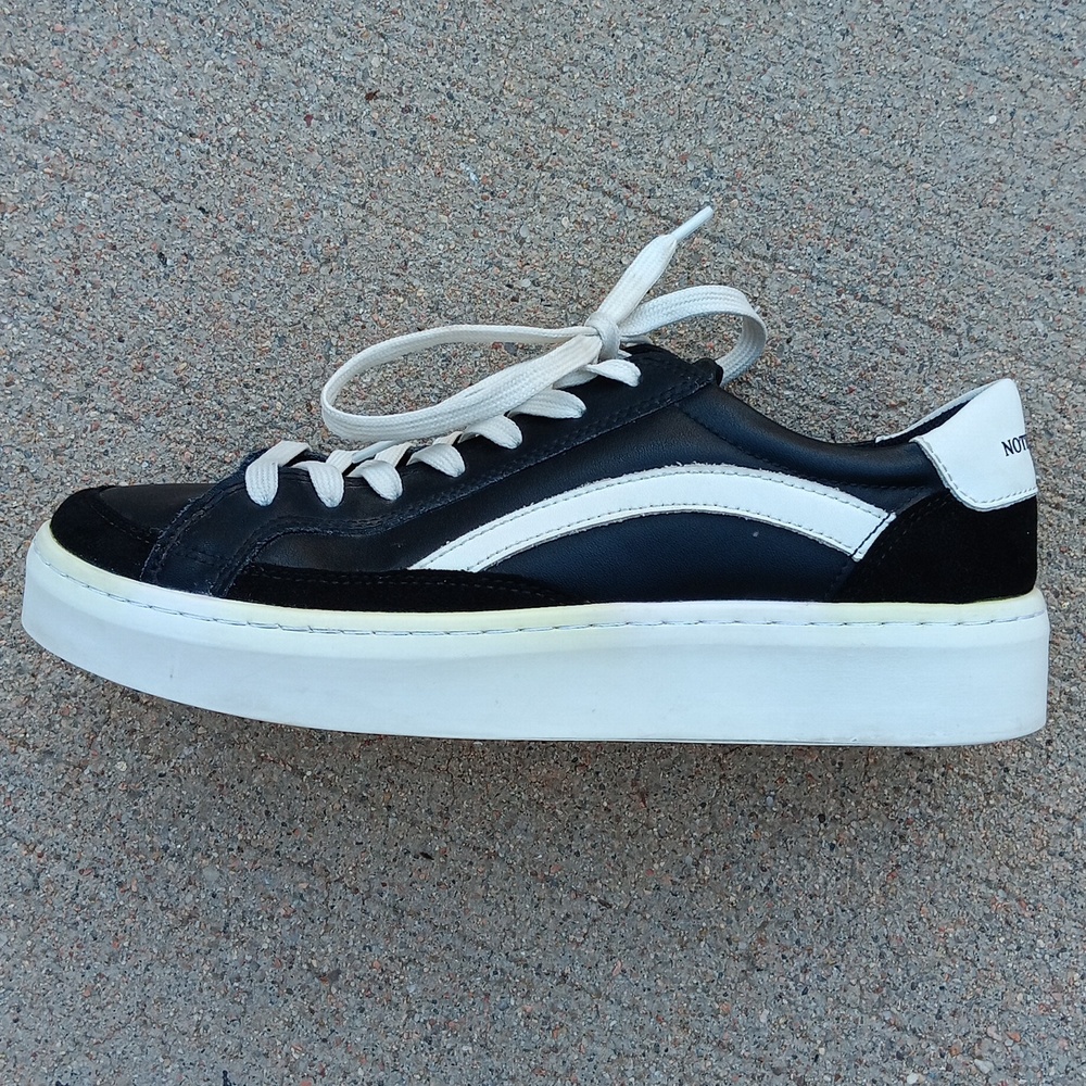 Nothing New Black Leather Platform Womens Sneakers - Picture 2 of 10